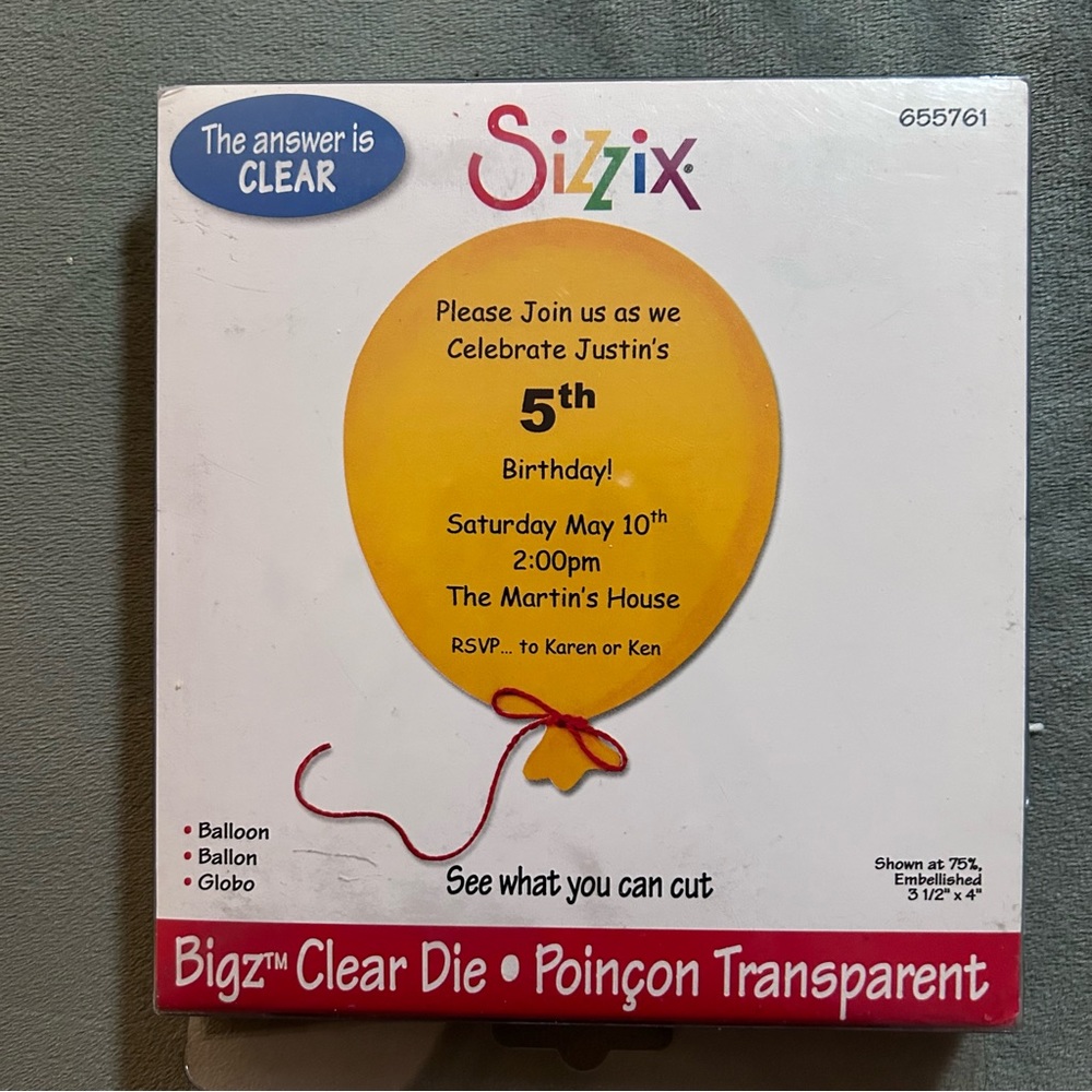 Sizzix Bigz Clear Die - Balloon